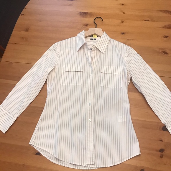 Theory pink pinstripe button down blouse. - Picture 2 of 7